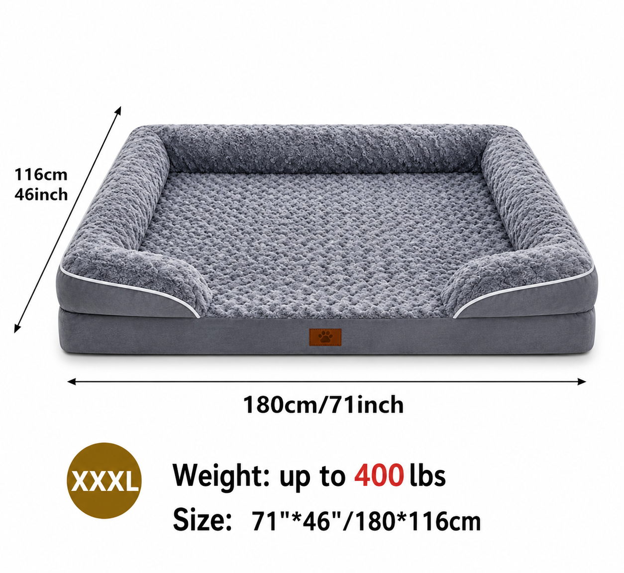 Premium Extra Large Dog Bed with Plush Cushion & Washable Cover
