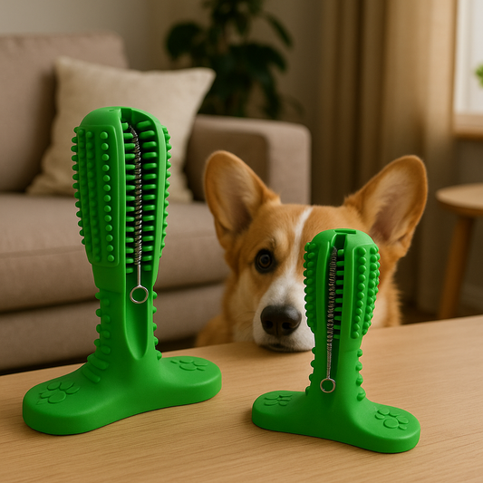 Durable Dog Toy for Aggressive Chewers – Patented Toothbrush Chew Toy for Small & Medium Dogs