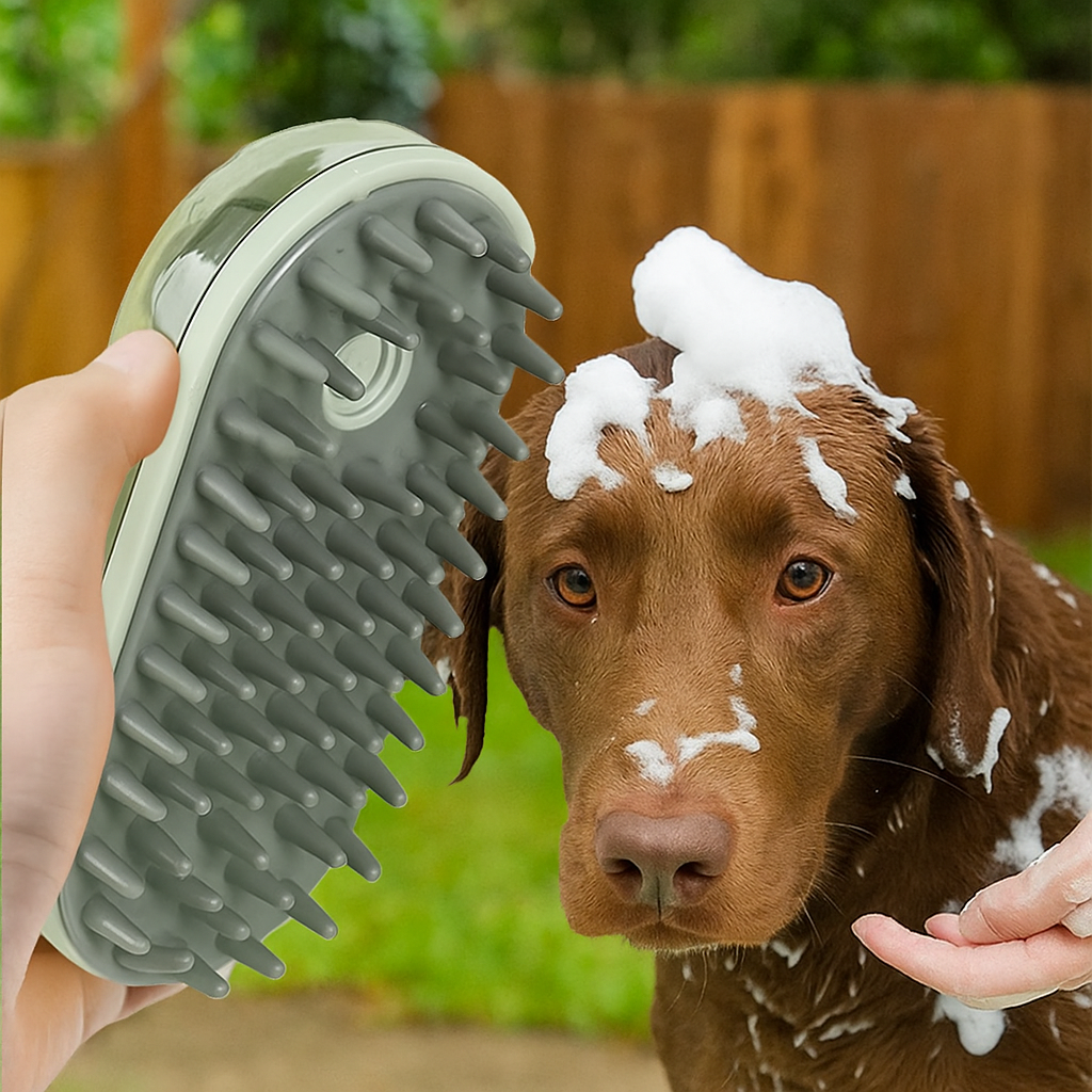 Silicone Dog Bath Brush with Shampoo Dispenser