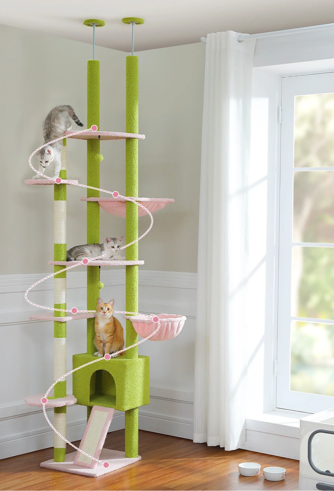“Sky Climber – Adjustable Cat Tree with Hammock”