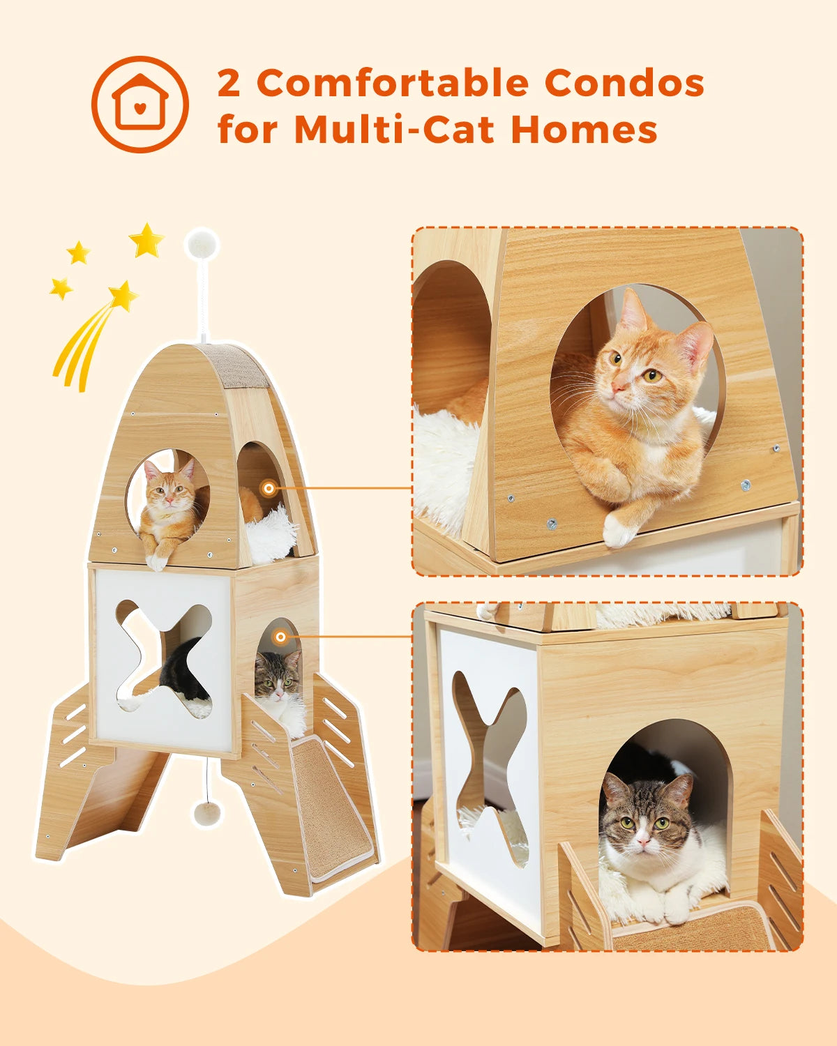 “Rocket Cat Tower– Play, Scratch & Lounge”