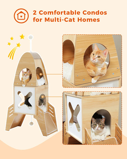 “Rocket Cat Tower– Play, Scratch & Lounge”