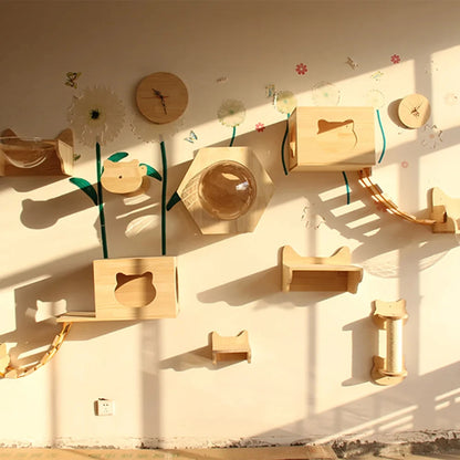 “Kitty Climb & Chill – Wall Set with Bridge”