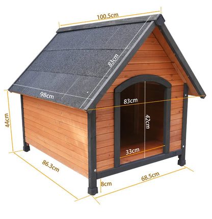 Rainproof & Waterproof Solid Wood Outdoor Dog House – Large Kennel Shelter