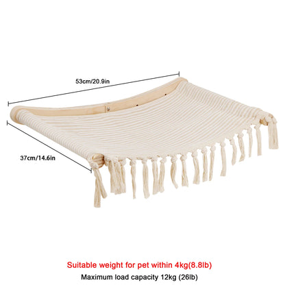 “Wall-Mounted Cat Hammock & Climbing Tree – Handwoven Macrame”