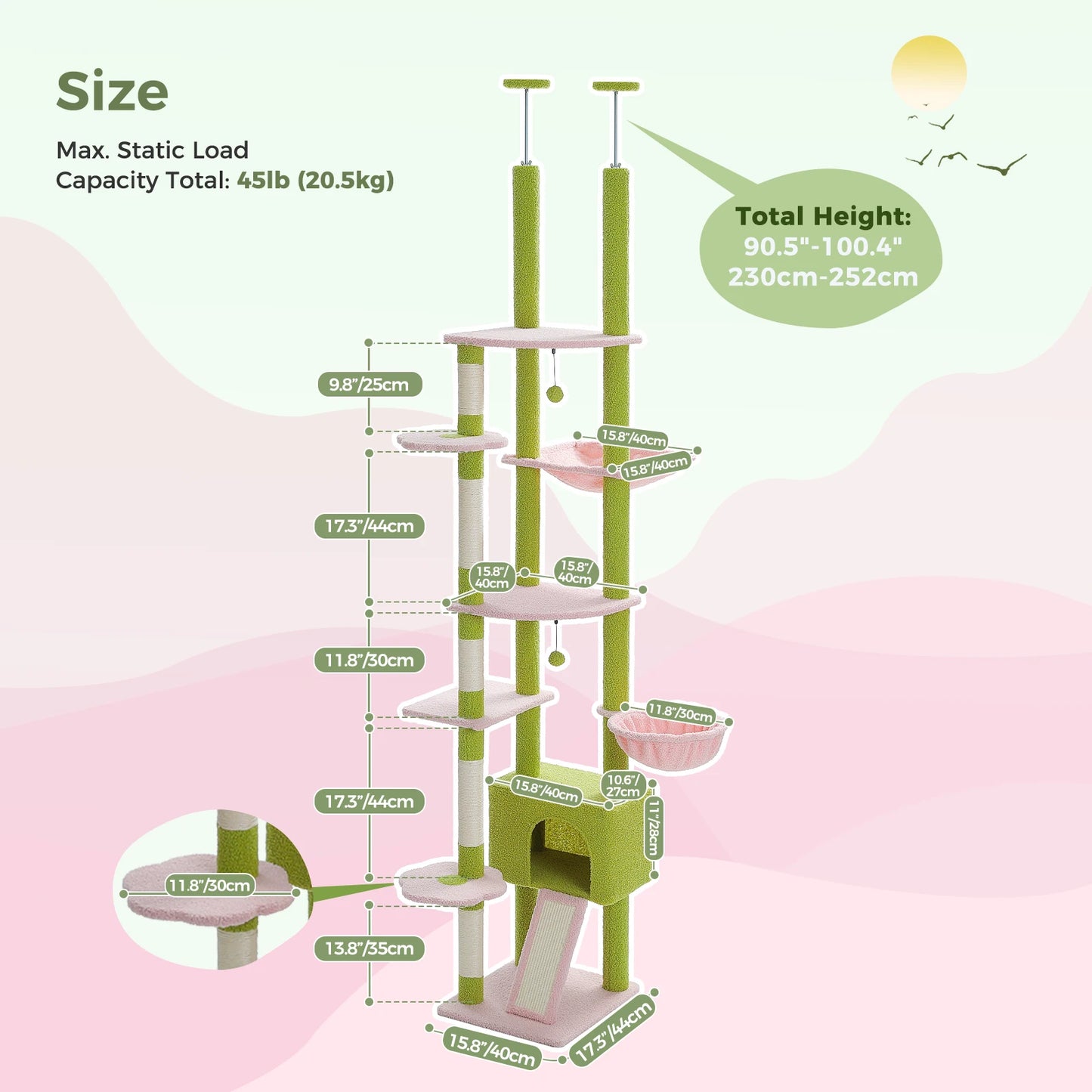 “Sky Climber – Adjustable Cat Tree with Hammock”
