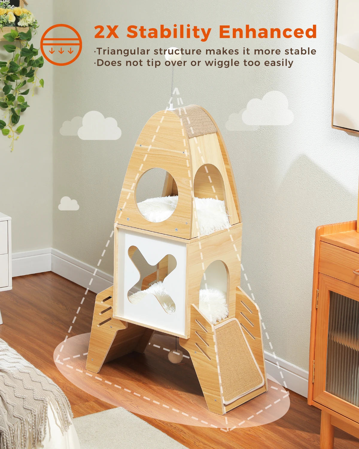 “Rocket Cat Tower– Play, Scratch & Lounge”