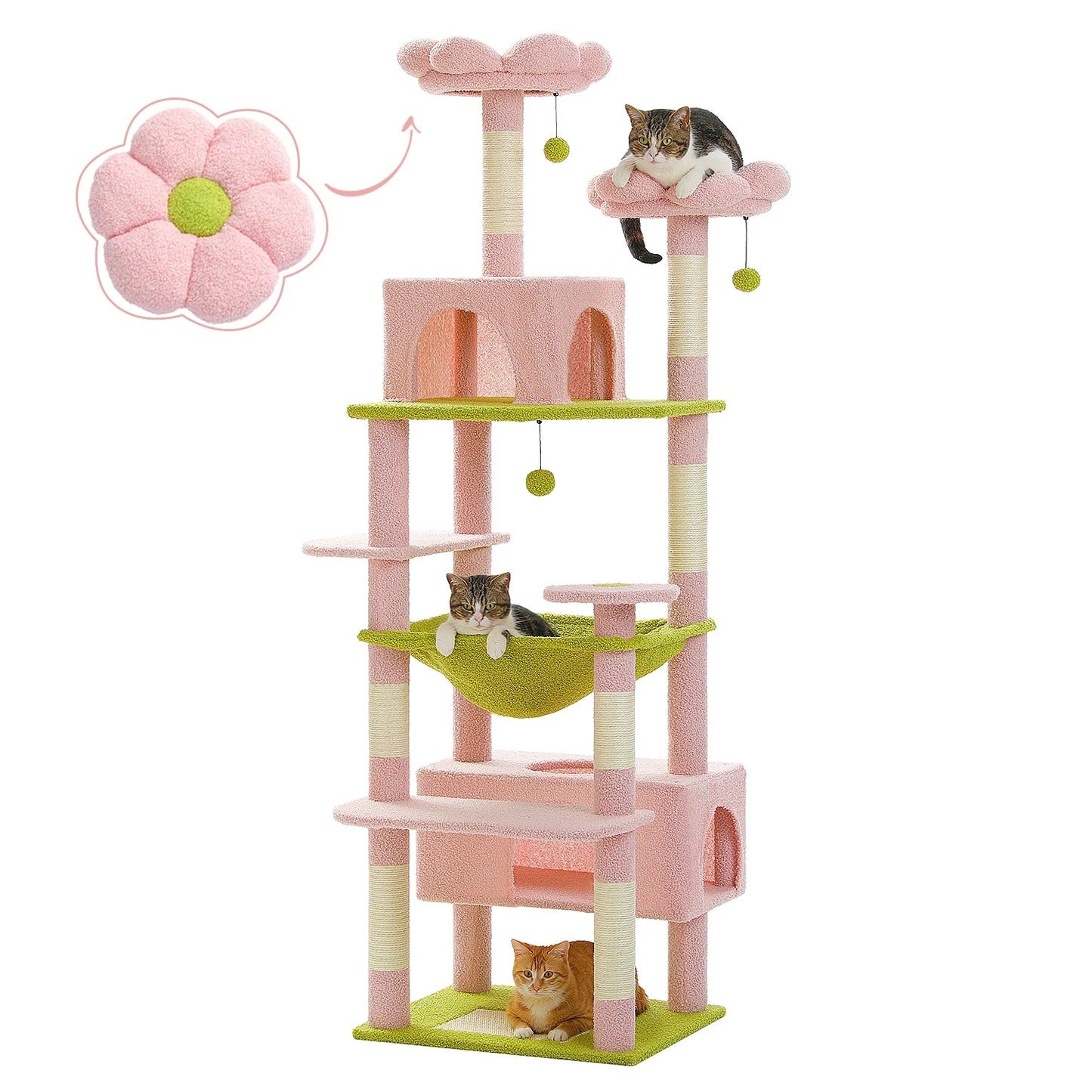 “Purr Palace – Large Tree with Scratcher & Bed”