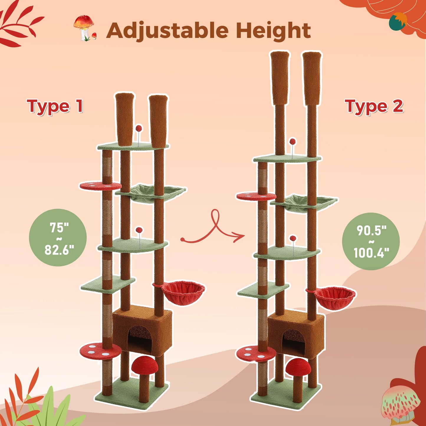 “Sky Climber – Adjustable Cat Tree with Hammock”