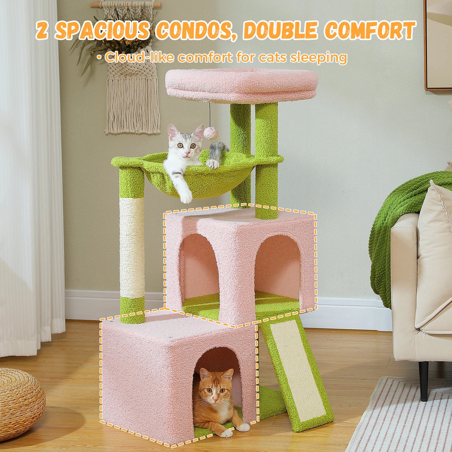 “Mega Cat Tower – Condos, Scratch Posts & Toys”