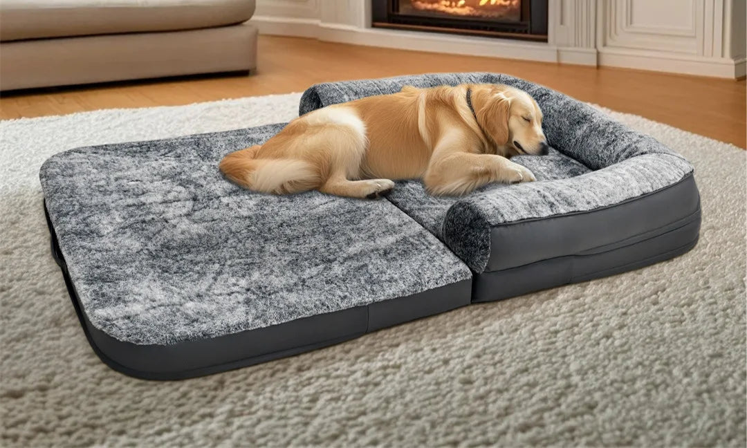 Luxury Human-Size Dog Bed – 180cm Orthopedic Foldable Lounger with Ultra-Soft Plush Cover