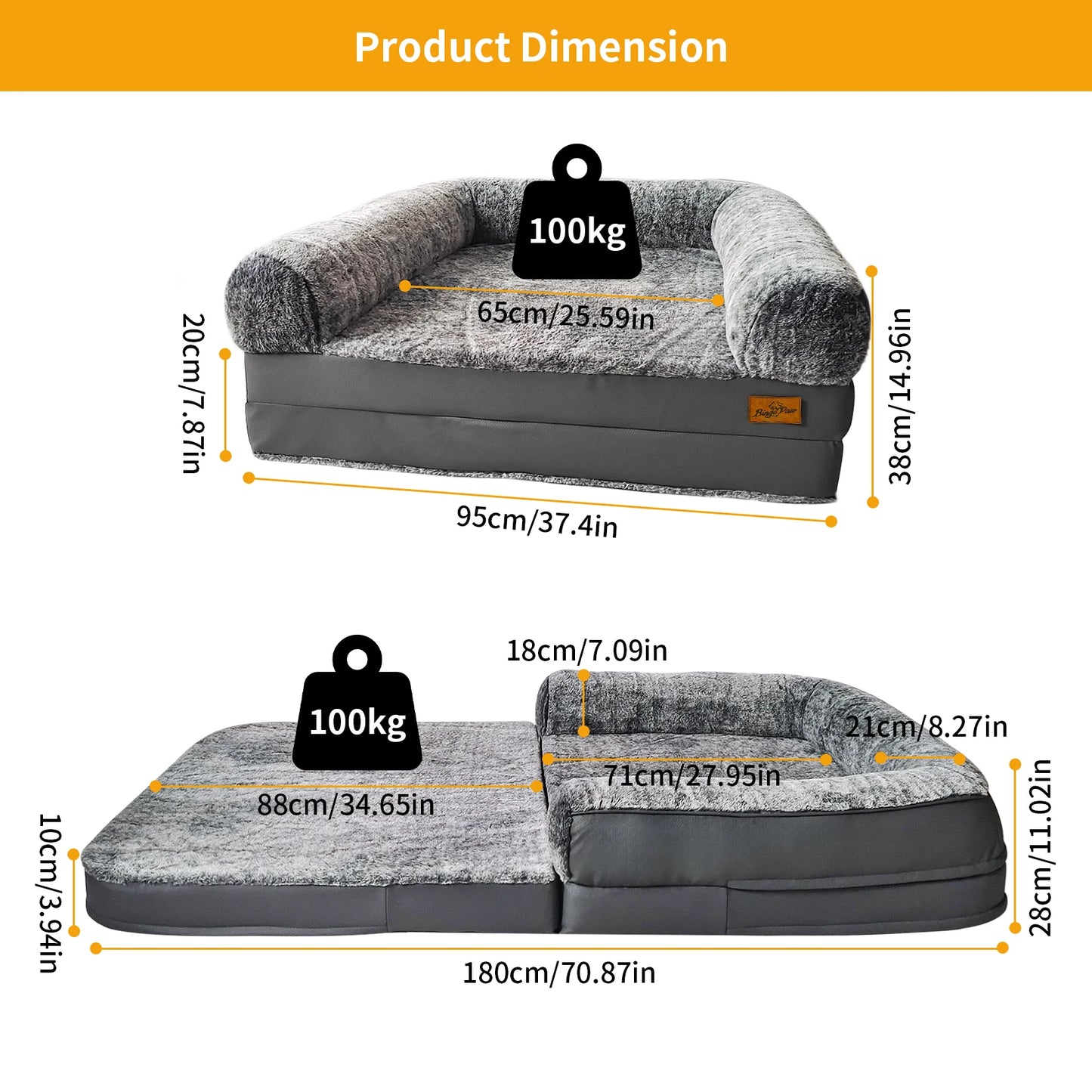 Luxury Human-Size Dog Bed – 180cm Orthopedic Foldable Lounger with Ultra-Soft Plush Cover