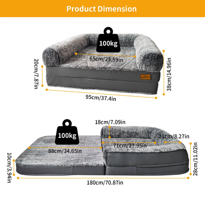 Luxury Human-Size Dog Bed – 180cm Orthopedic Foldable Lounger with Ultra-Soft Plush Cover