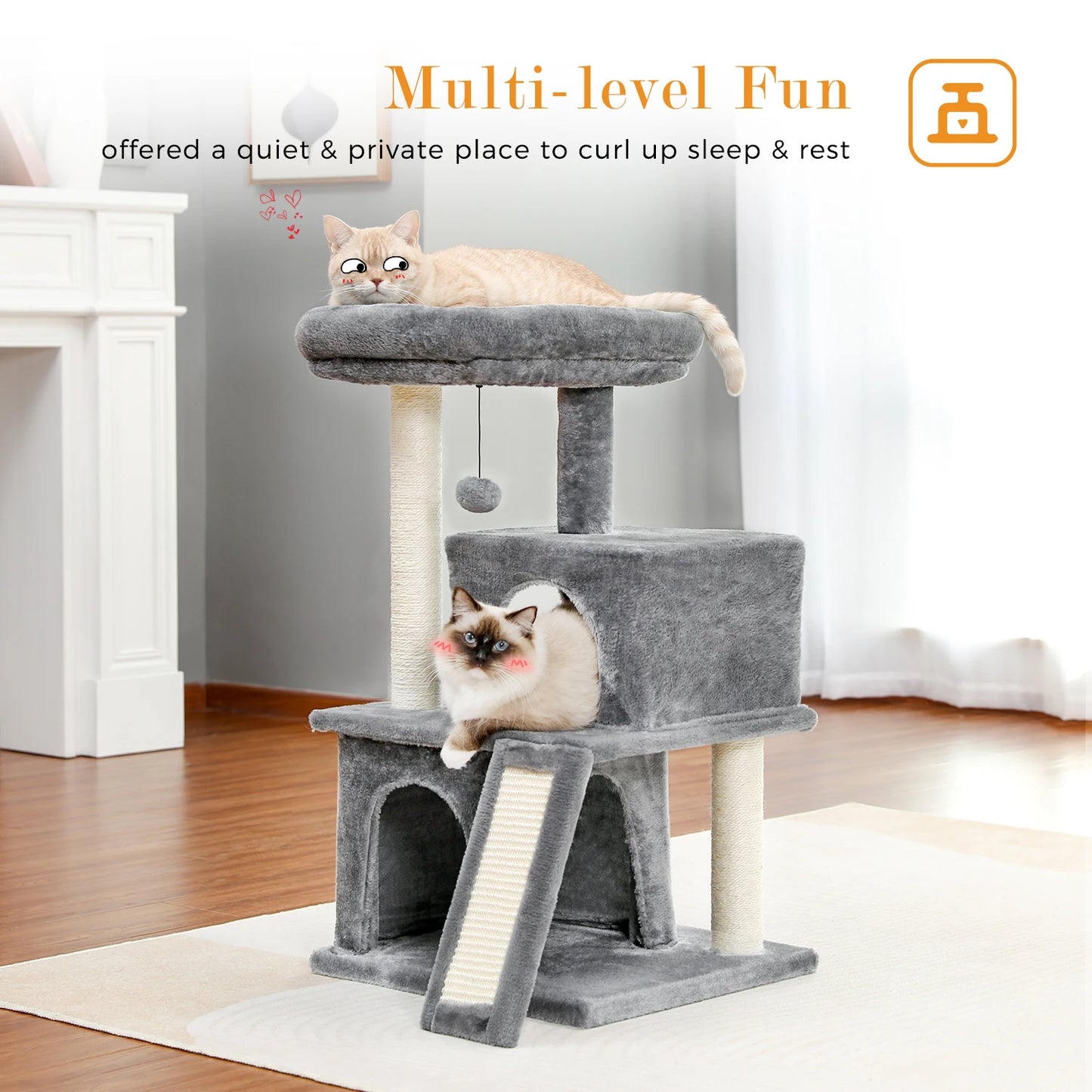 “Mega Cat Tower – Condos, Scratch Posts & Toys”