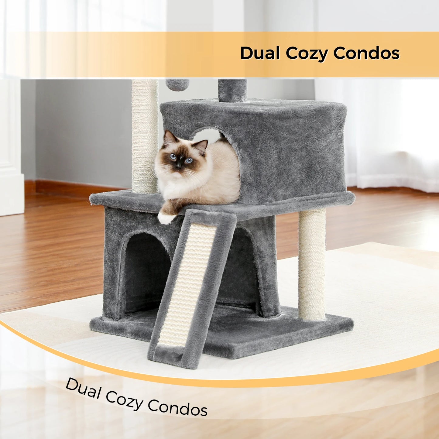 “Mega Cat Tower – Condos, Scratch Posts & Toys”