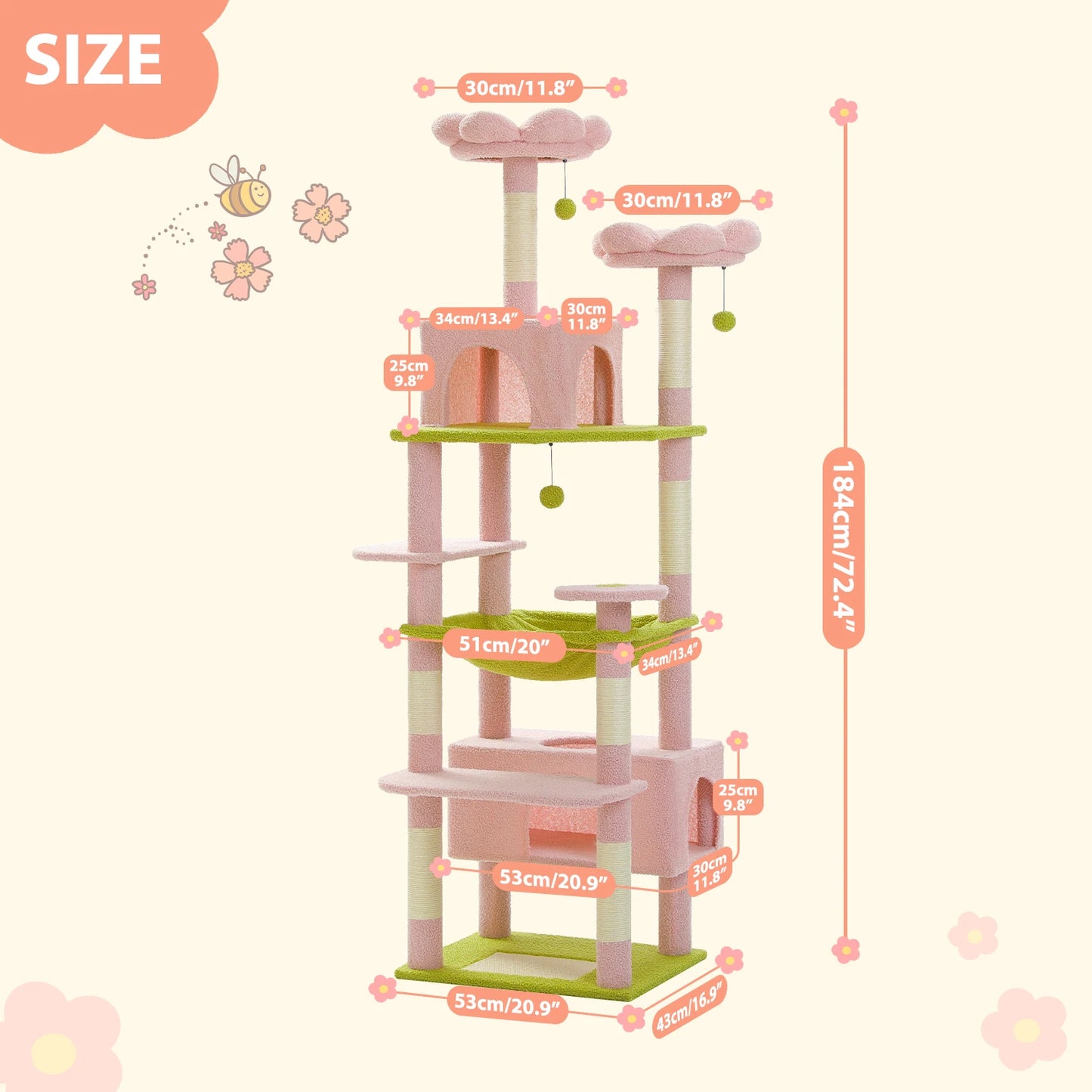 “Purr Palace – Large Tree with Scratcher & Bed”