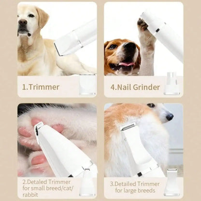 Rechargeable Pet Grooming Kit – Low-Noise Trimmer & Cordless Nail Grinder for Dogs