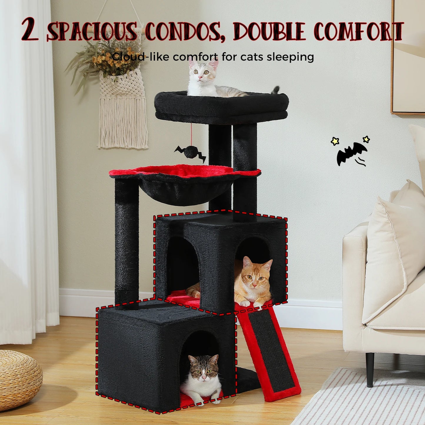 “Mega Cat Tower – Condos, Scratch Posts & Toys”