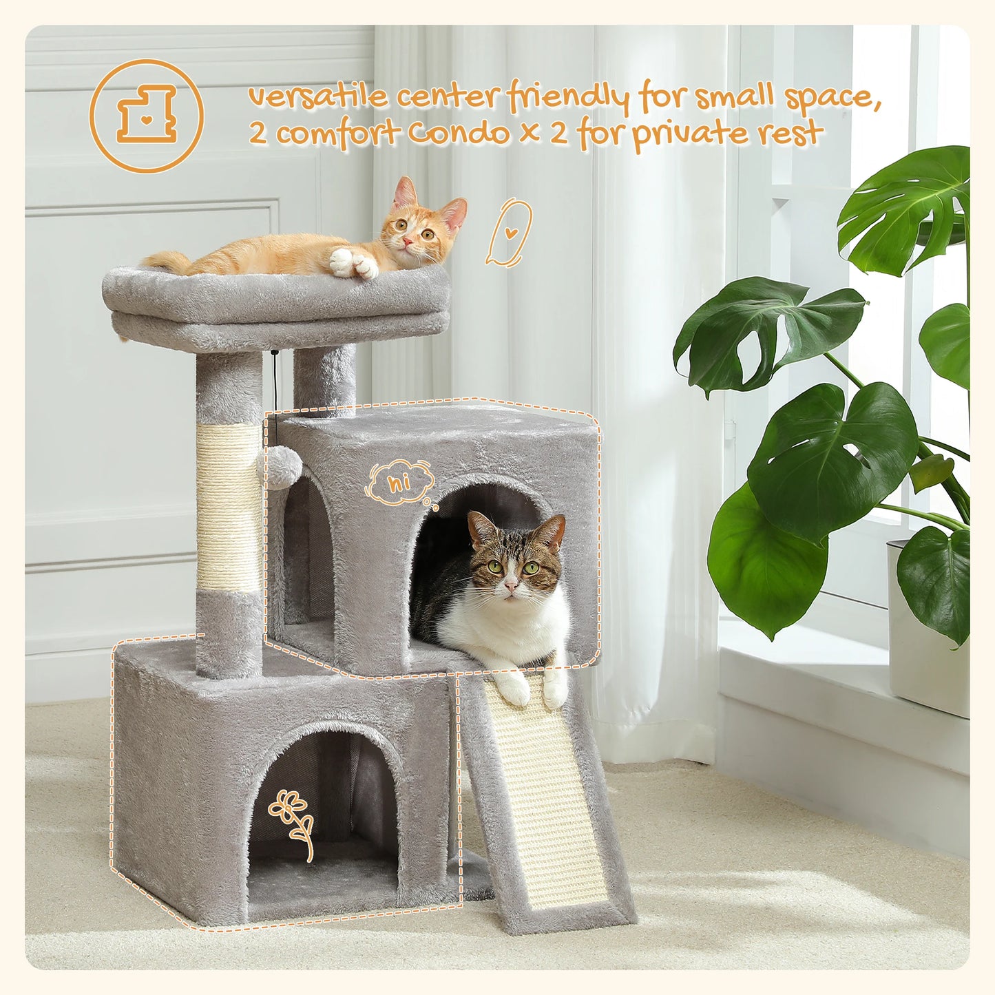 “Mega Cat Tower – Condos, Scratch Posts & Toys”