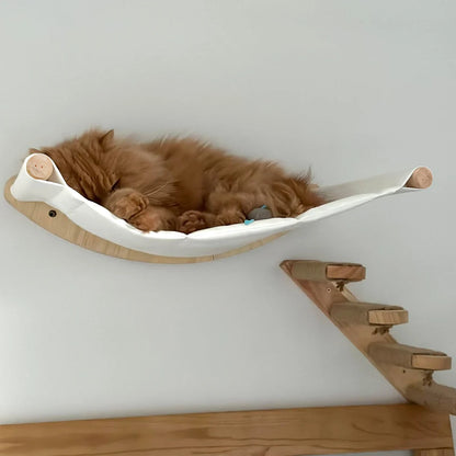 “Wall-Mounted Cat Hammock & Climbing Tree – Handwoven Macrame”