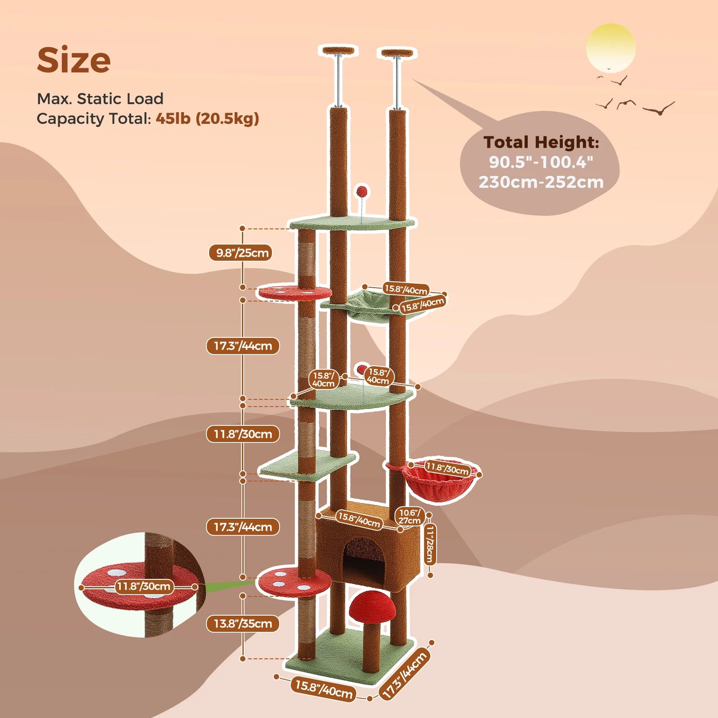 “Sky Climber – Adjustable Cat Tree with Hammock”