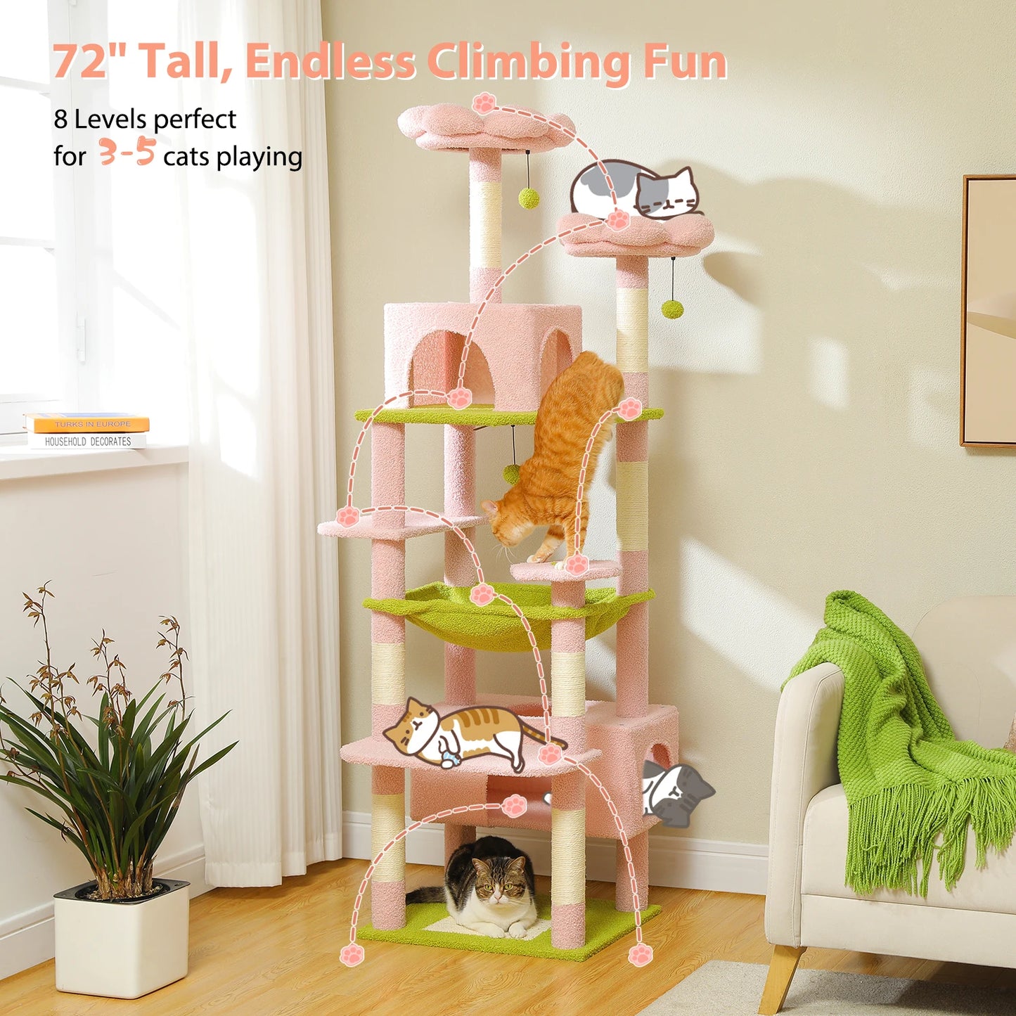 “Purr Palace – Large Tree with Scratcher & Bed”