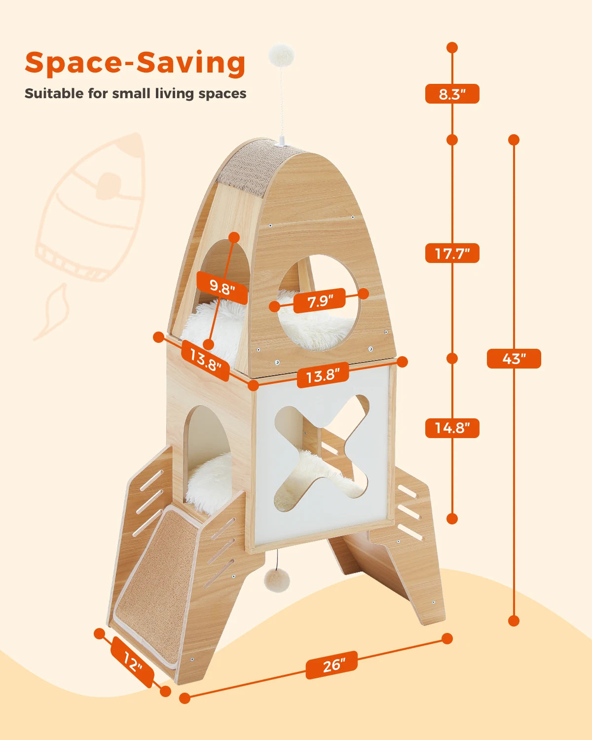 “Rocket Cat Tower– Play, Scratch & Lounge”