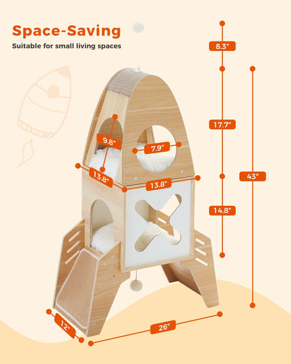 “Rocket Cat Tower– Play, Scratch & Lounge”