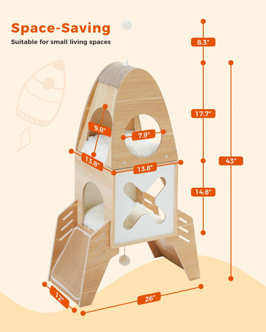 “Rocket Cat Tower– Play, Scratch & Lounge”