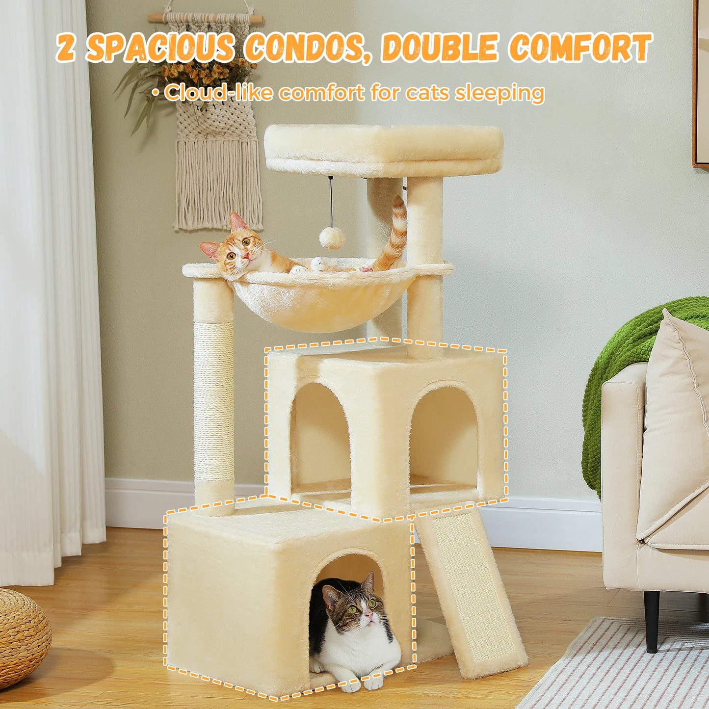 “Mega Cat Tower – Condos, Scratch Posts & Toys”