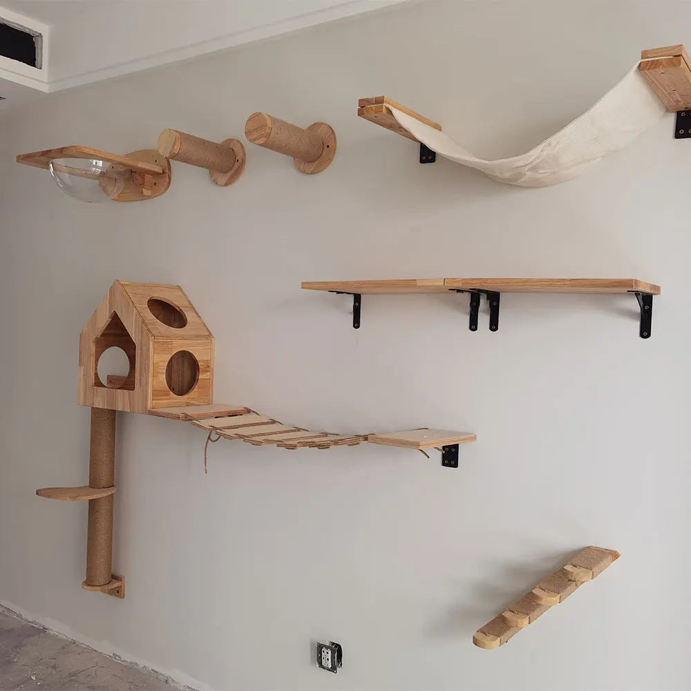 “Kitty Climb & Chill – Wall Set with Bridge”
