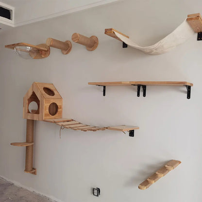“Kitty Climb & Chill – Wall Set with Bridge”