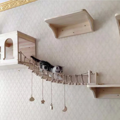 “Kitty Climb & Chill – Wall Set with Bridge”
