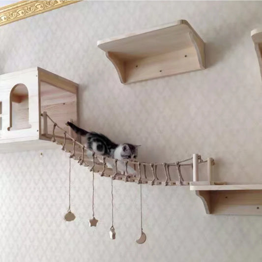 “Kitty Climb & Chill – Wall Set with Bridge”