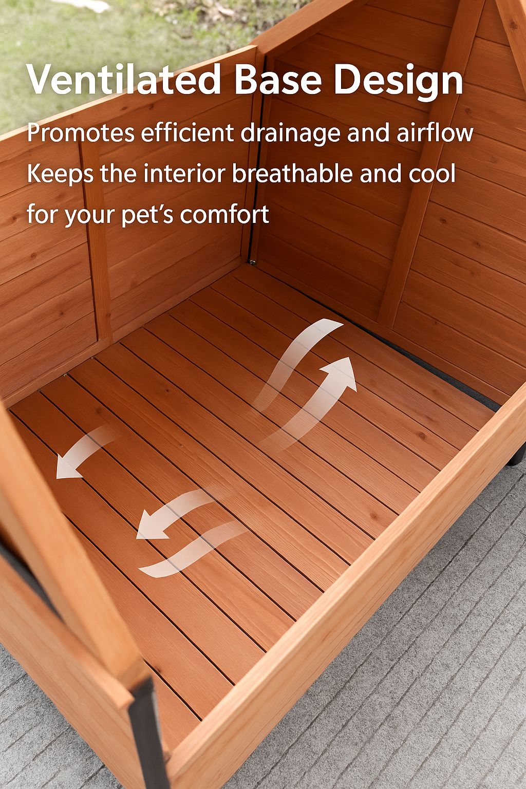 Rainproof & Waterproof Solid Wood Outdoor Dog House – Large Kennel Shelter