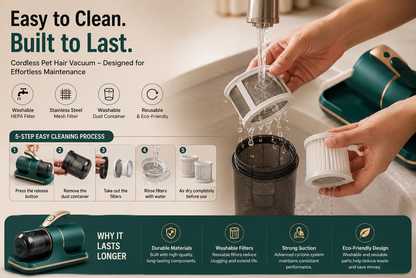 Cordless Pet Hair Vacuum – Easy-to-Use Handheld Cleaner for Pet Messes on Beds & Furniture