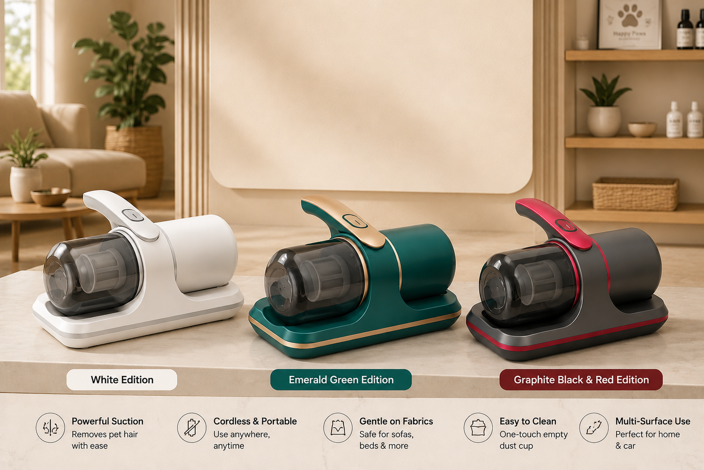 Cordless Pet Hair Vacuum – Easy-to-Use Handheld Cleaner for Pet Messes on Beds & Furniture