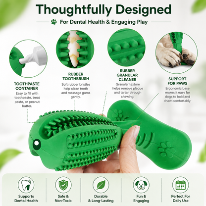 Durable Dog Toy for Aggressive Chewers – Patented Toothbrush Chew Toy for Small & Medium Dogs