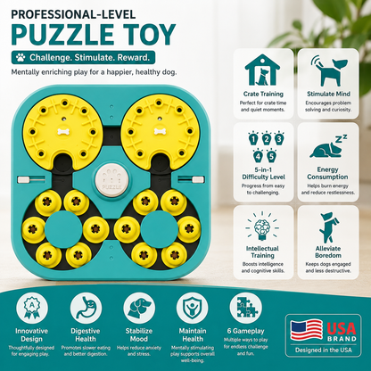 Level Dog Puzzle Toy– 6-in-1 Mental Stimulation Game for Smart Dogs