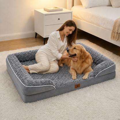Premium Extra Large Dog Bed with Plush Cushion & Washable Cover