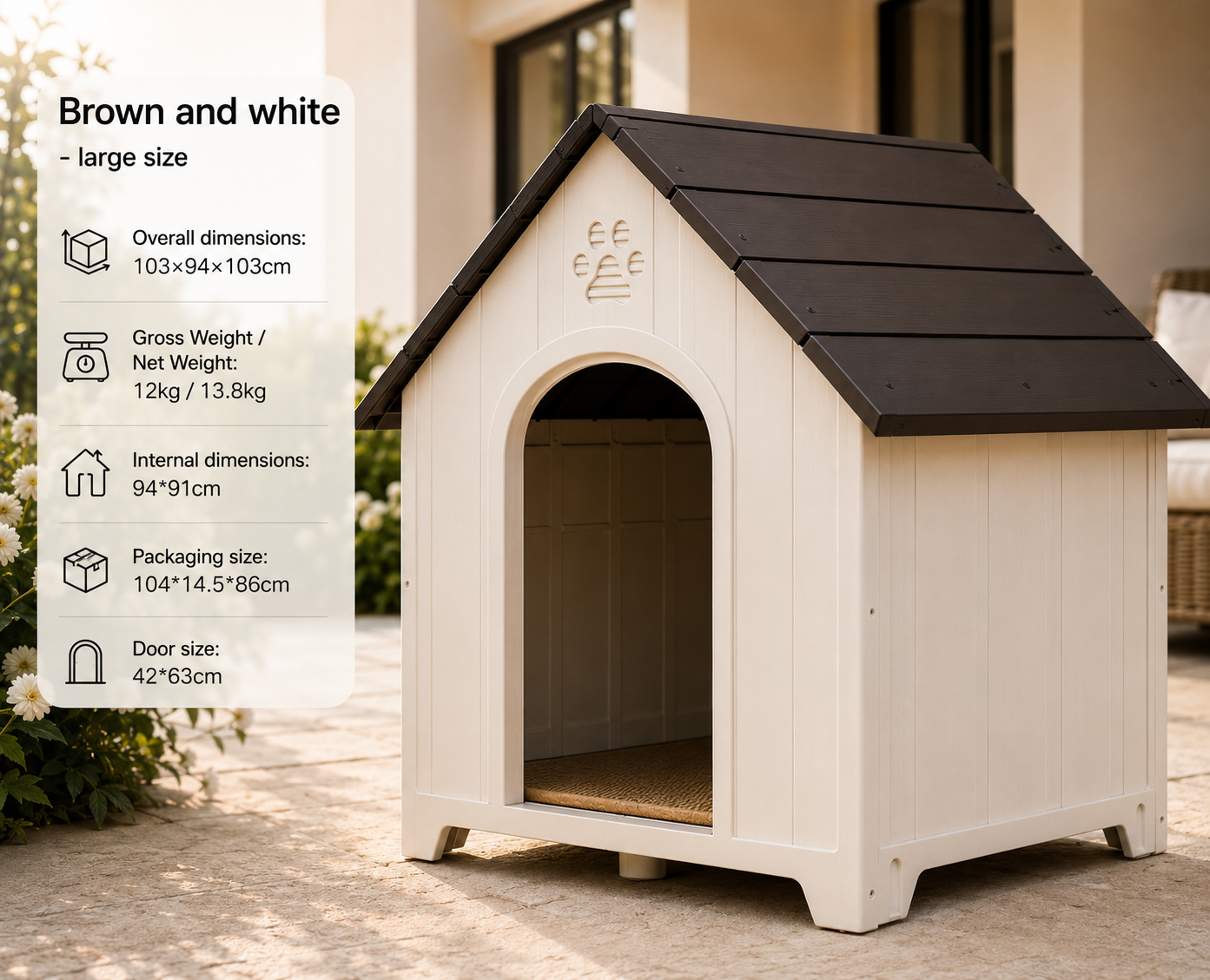 Weatherproof Insulated Dog Kennel for Medium to Large Dogs – Breathable Outdoor Yard Shelter
