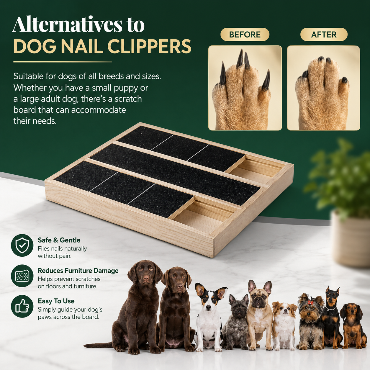 Nail Scratching Pad for Dogs with Sandpaper Surface and Treat Box